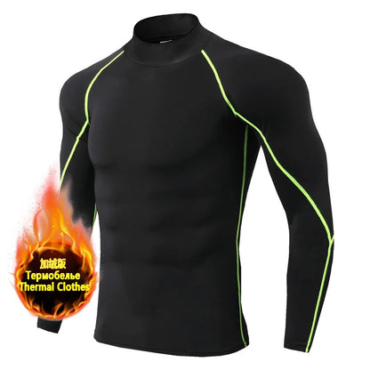 Winter Man Compression Shirt Cycling Clothing Warmth Shirt Warm Bottoming Shirt Men Compression T-Shirt Gym Sportswear 2024 New