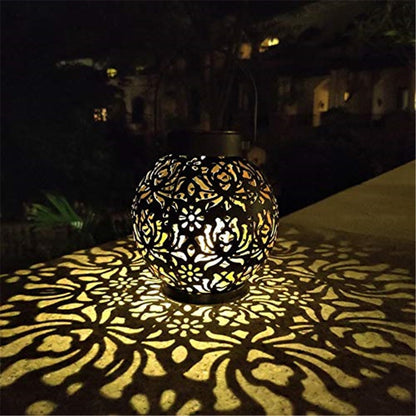 Outdoor Garden Solar Light Iron Art Hanging Light Hollow LED Landscape Light Garden Decoration Projection Light Waterproof