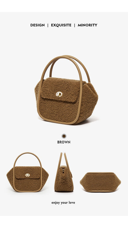 BAFELLI NEW 2025 WOMEN'S HANDBAG WINTER WOOL FASHION BENTO EVENING LEATHER ORIGINAL STYLE LUXURY BRAND PURSE SHOULDER CASUAL