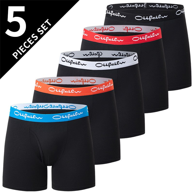 5/7/10 Pcs Men's Long Sports Parent-child Underwear Teenagers To Adults Multi-size Mix And Match Boyshort Elastic Waist Shorts