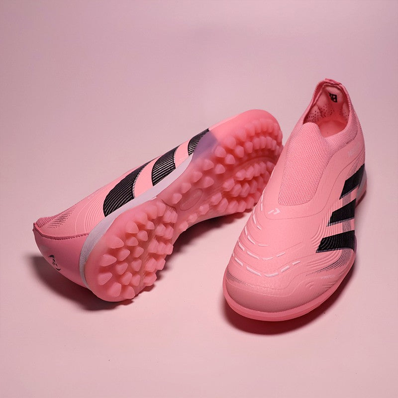 2503TF Without-Lace Mens Soccer Shoes SLIP-ON Non-Slip Turf Soccer Cleats for Kid TF/FG Training Football Boots Chuteira Campo