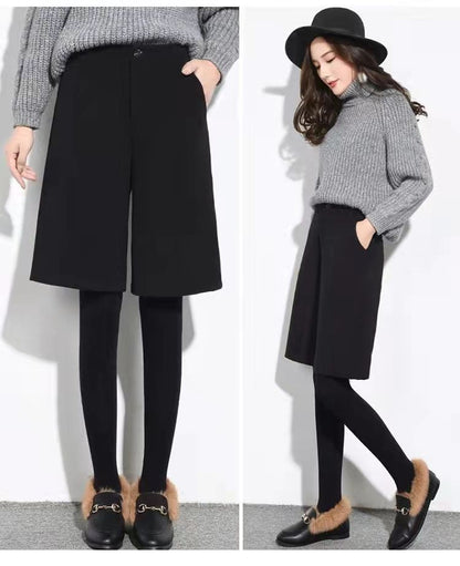 Women Clothing Autumn Winter Fashion Simplicity Woolen Cloth Trousers Female Appear Thin High Waist Loose Large Size Casual Pant