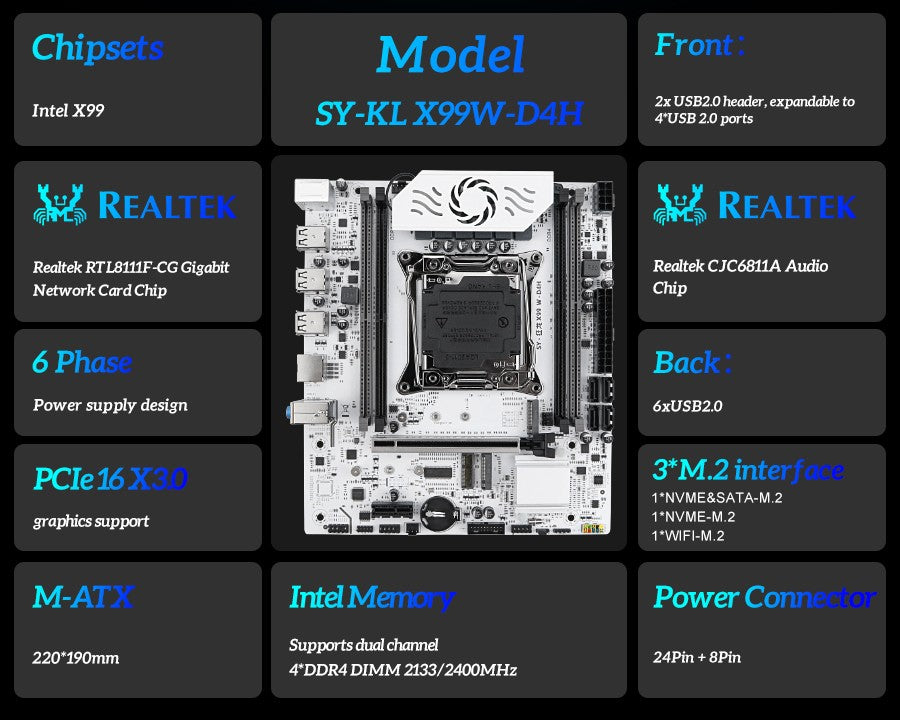 Kit de placa-mãe SOYO X99 Gaming com CPU Xeon E5 2650 V3 e memória DDR4 16G*1 2133MHz NVME PCIE3.0 SATA para computador de mesa