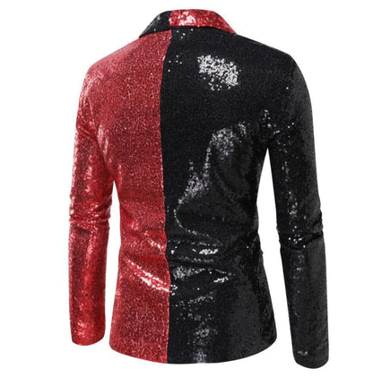 Shiny Gold Sequins Blazer for Men's New Slim Fitting Splicing Men's Suit Night Club Party DJ Stage Singer Dance Show Dress Homme