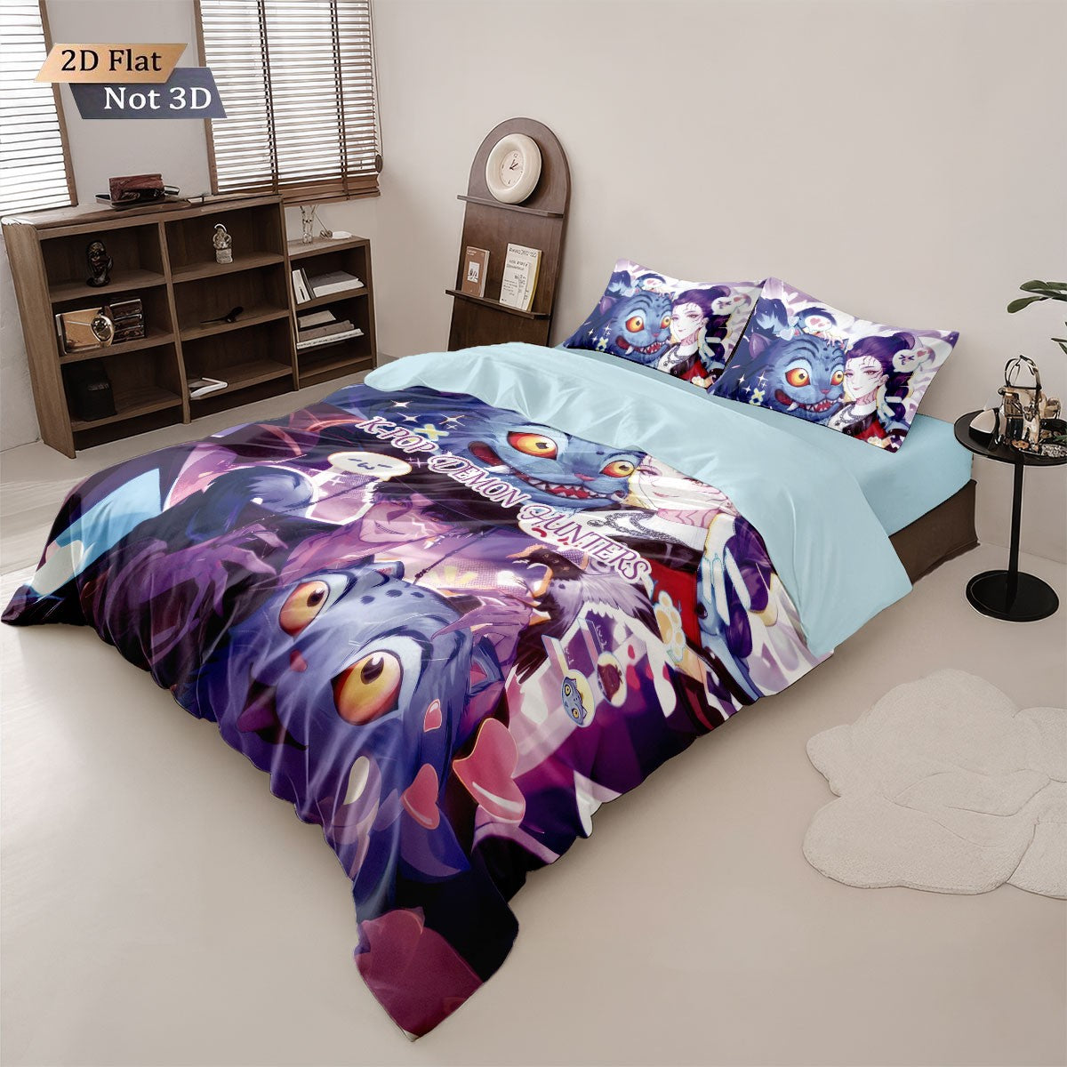 3pcsK-Pop Demon Hunters Printed Chipless Bedding, Multi Sized Bedding, Dormitory duvet Cover, Soft Machine Washable Decoration