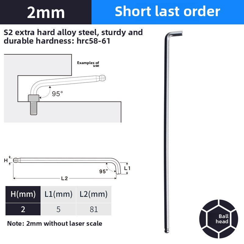 DAREX Metric Ball End Short Tail Hex Key Set 7/9 Piece Short Arm Extended High - Quality Hex Wrenches for Various Tasks