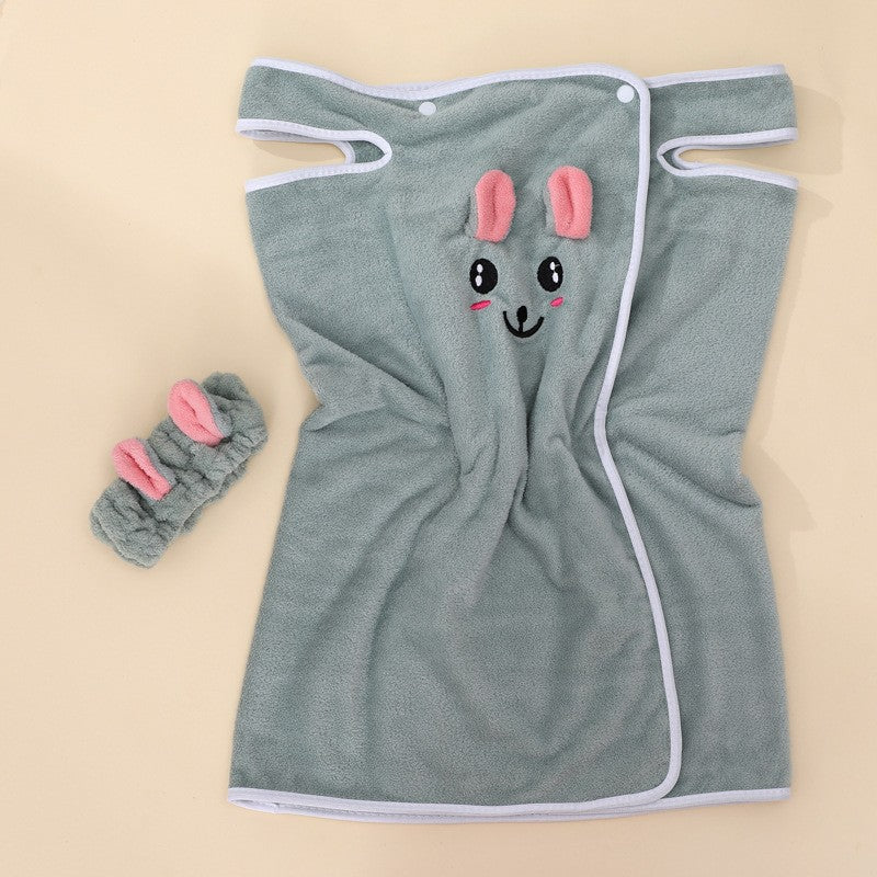 High-end Children's Suspender Skirt, Headband, Soft Towel Bathrobe, Absorbent, Wearable, Wrapable, Water-absorbent Quick-drying