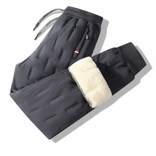 Men's Cargo Trousers Man Pants Plus Sweatpants Large Size Winter Warm Fleece Outer Y2k Alo Black Wear Thickened Baggy