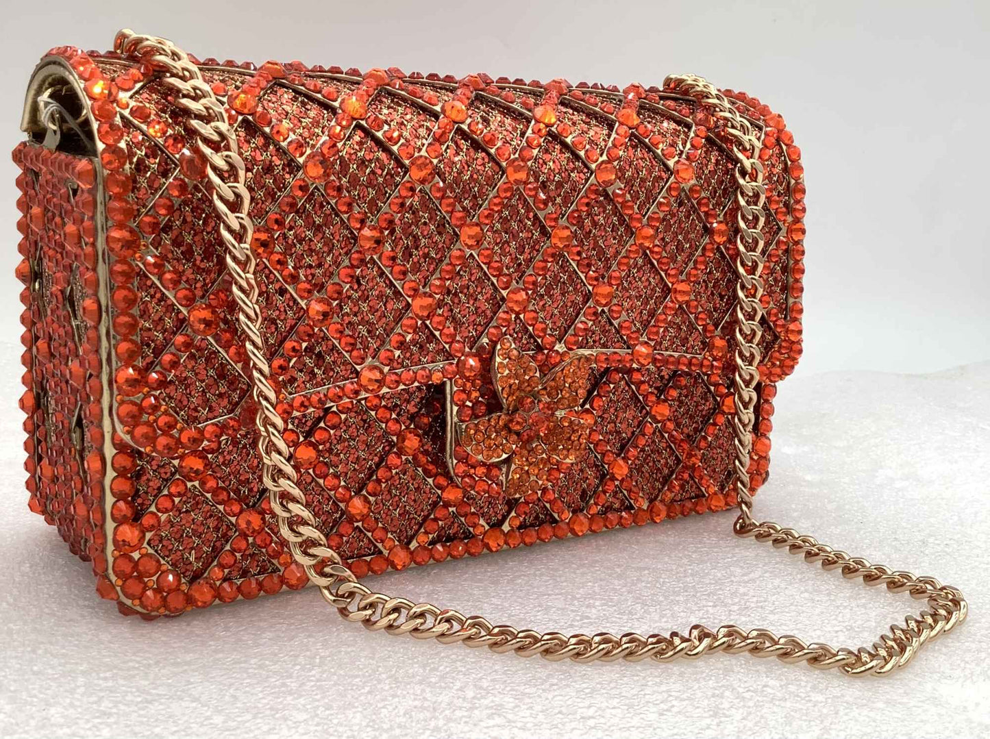 XIYUAN Women Orange/Blue/Silver/Green Jewels Long Chain Messenger Bags Party Wedding Diamonds Handbags Gems Shoulder Bag Wedding