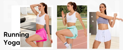 2in1 Jogger Flowy Athletic Shorts for Women Gym Yoga Workout Running Tennis Skirt Comfy Skort Lounge Cute Clothes Casual Summer