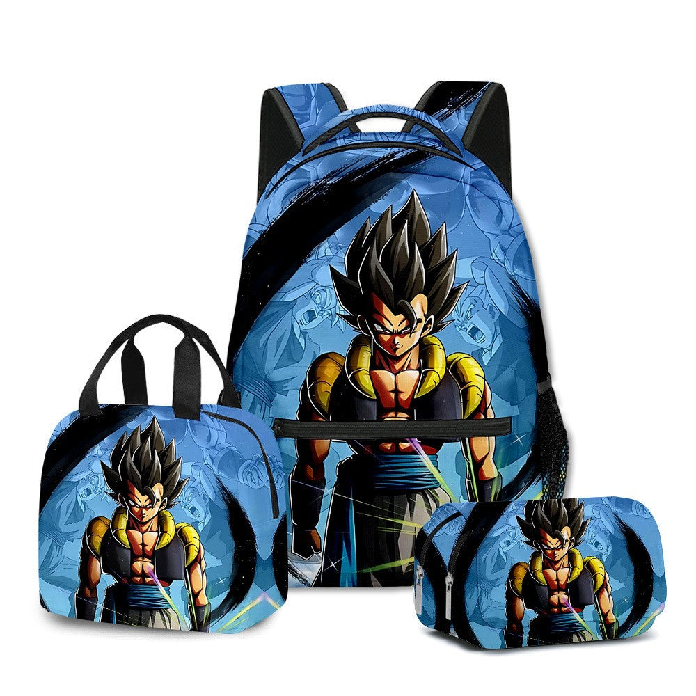 3D Print Dragon Ball Large Capacity Backpack Set Goku Super Saiyan GT Z Lunch Bag Pencil Case for Boys School Travel Picnic 20L
