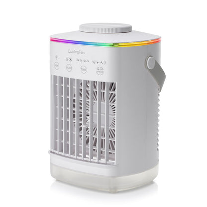 Mini climatizador portátil de 4 velocidades para mesa com temporizador, ventilador de resfriamento, spray de água, USB, para escritório e casa