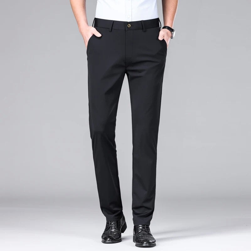 New Summer Men's Ice Silk High Stretch Business Suit Pants Male Army Green Blue Elastic Formal Office Straight Formal Trousers