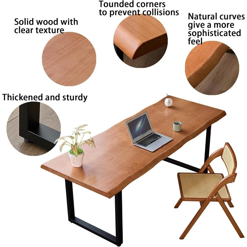 Modern Farmhouse Solid Wood Desk and Dining Table, Adjustable Height 55-62 inches, Seats 2-8, Easy Assembly