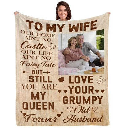 [SummerVibes] CLASSIC Wife Blanket Gifts for Wife on Mothers Day To My Wife Soft Throw Blanket Christmas Birthday Present for Wife From Husband Romantic Gifts for Her,All-Season Universal Blanket