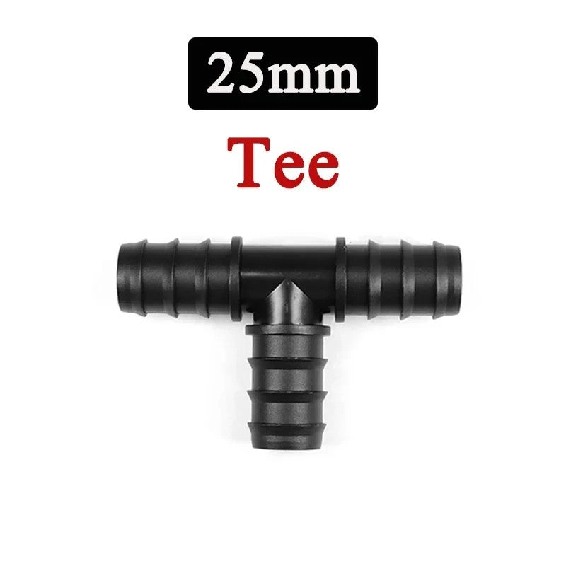 2/5/10pçs Estufa PE Tubo 16 20 25 mm Conector em T Cotovelo Reto Plugue Conexão para Tubo de Irrigação Acessórios de Micro Irrigação