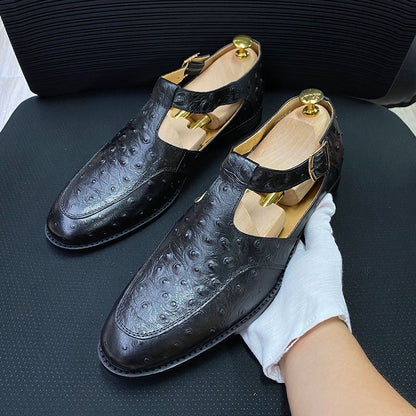 Men's leather sandals with toe caps, summer new style, personalized fashion show, handmade men's shoes, cowhide outdoor