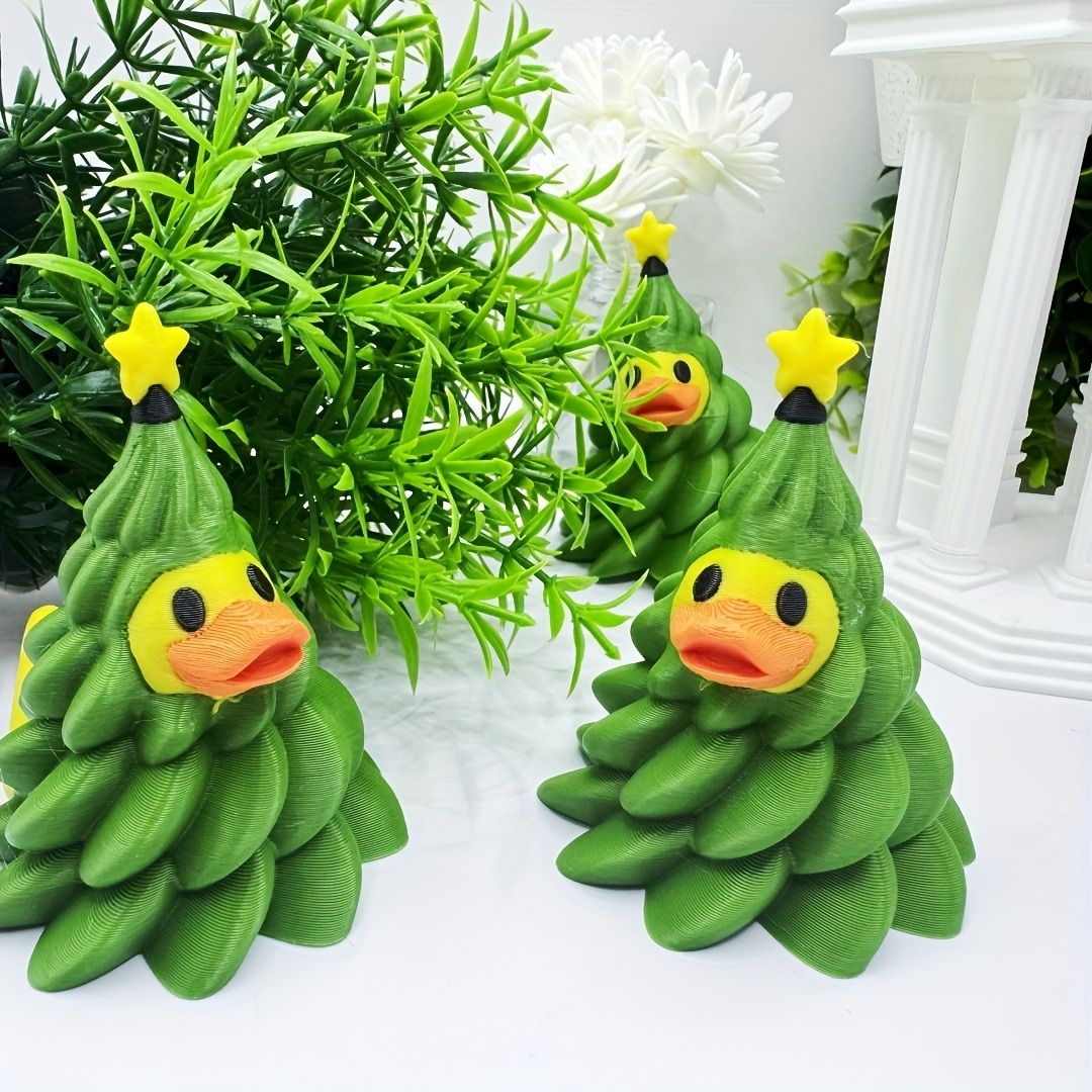 Christmas tree duck statue-lovely yellow mouth, indoor/outdoor decoration suitable for home, office, party-no electricity, perfe
