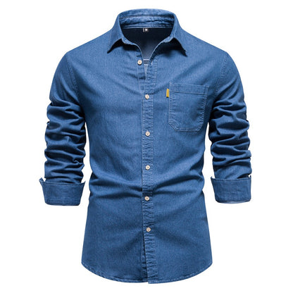 Spring Autumn New Men's Denim Shirts Fashion Casual Long Sleeve High Quality Cotton Shirt Jackets Vintage Slim Male Jean Shirts
