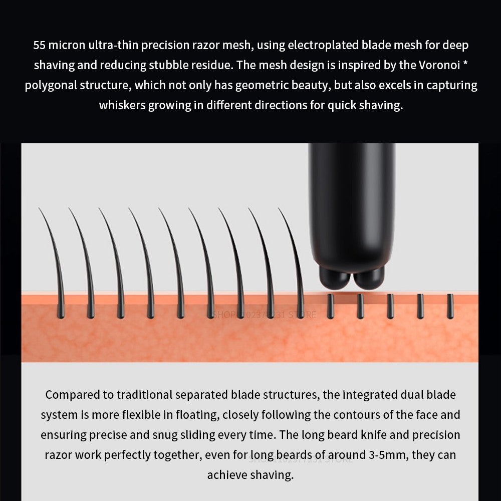 Xiaomi Mijia Electric Shaver Reciprocating Dual Cutter Blade Waterproof Mini Portable Rechargeable Magnetic Knife Holder Razor
