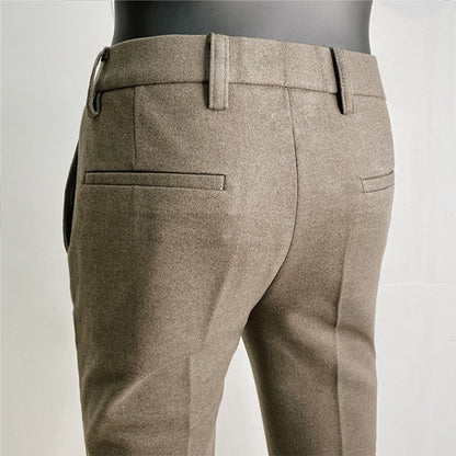 Calça Social Masculina Outono Inverno Engrossada Casual Slim Fit Reta Formal Negócios Lã Tecido Calça Social Escritório