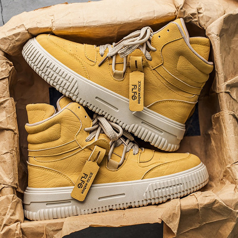 Fashion Leather Ankle Boots Men's Skate Sneakers Comforty Non Slip Wear Resistant Sole Winter Boots Preppy Street Casual Shoes