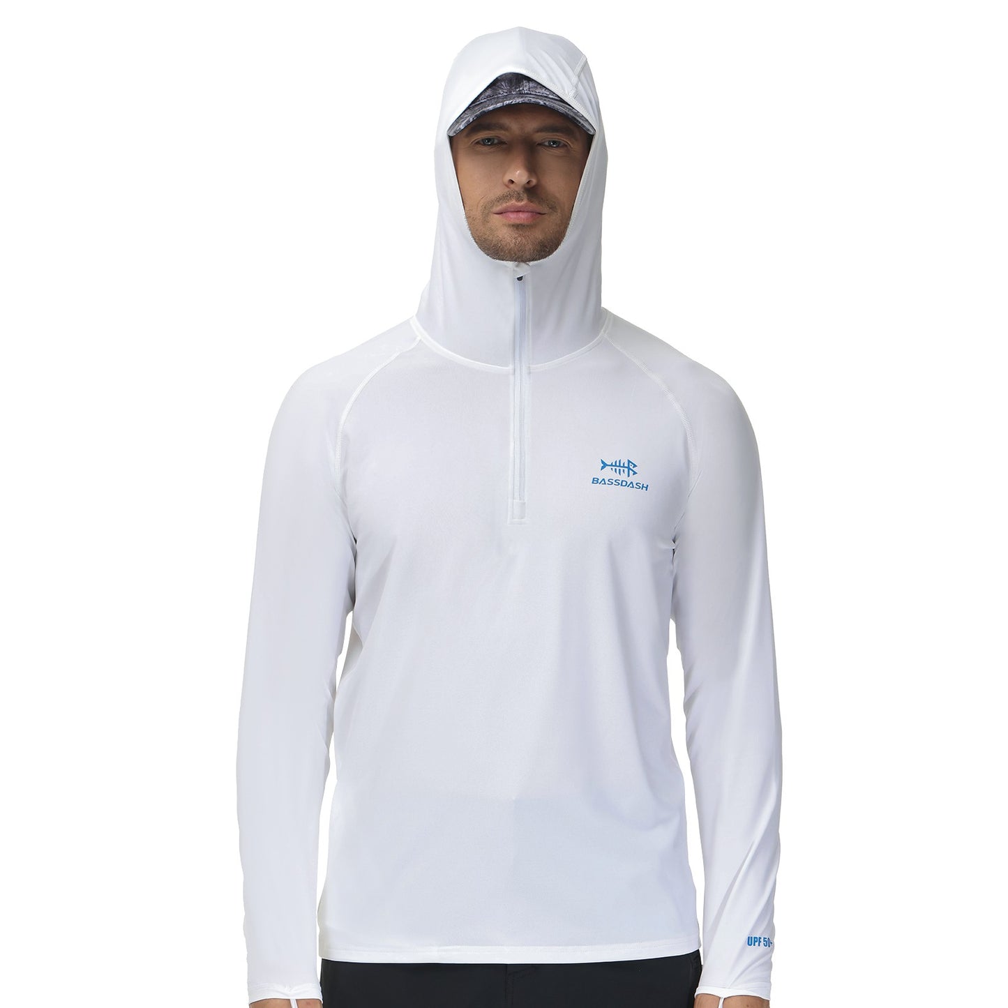 Camisa de Pesca Masculina BASSDASH com Zíper 1/4 UPF 50+ Secagem Rápida Manga Longa Proteção Solar FS24M