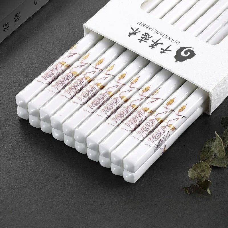 Hashis de Cerâmica Chinesa com Propriedades Antiderrapantes e Anti-queda, Conjunto de Hashis de Cerâmica Doméstica de Alta Qualidade Acessórios de Cozinha