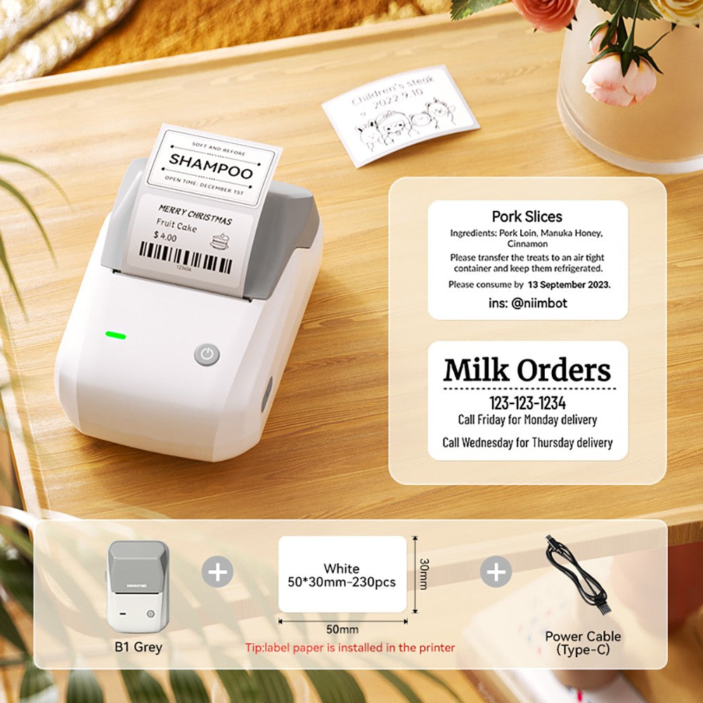 Portable Niimbot B1 Wireless Label Maker Adhesive Sticker Printer Labeling Machine DIY 20-50mm Labels for Office Home