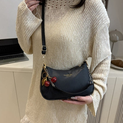 Cherry Pedant Shoulder Underarm Bag Women's Fashion Handbags Causal Hobos Purses Ladies Hand Bags Pu Leather for Work Travel
