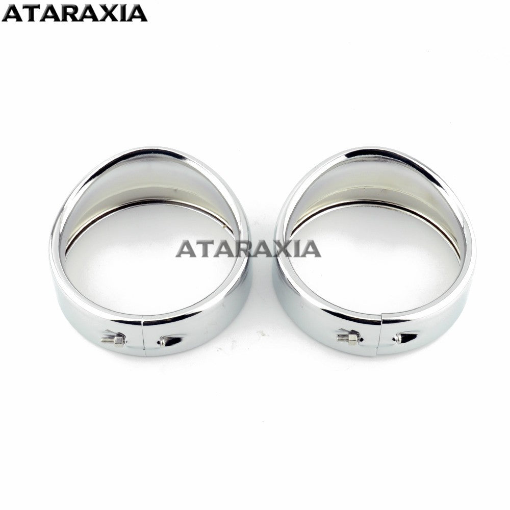 5.75" 4.5" 7inch Farol de neblina para motocicleta, viseira, moldura do farol, anel de acabamento, capa de farol de LED para Harley Softail Fat Boy