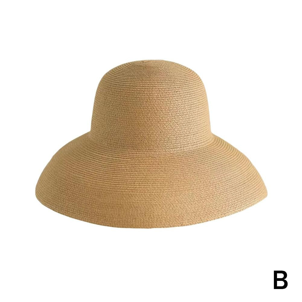 Women Panama Straw Hat Summer Sun Hats Solid Plain Elegant Wide Brim Hat Sunscreen Hepburn Style Beach Hat For Outdoor