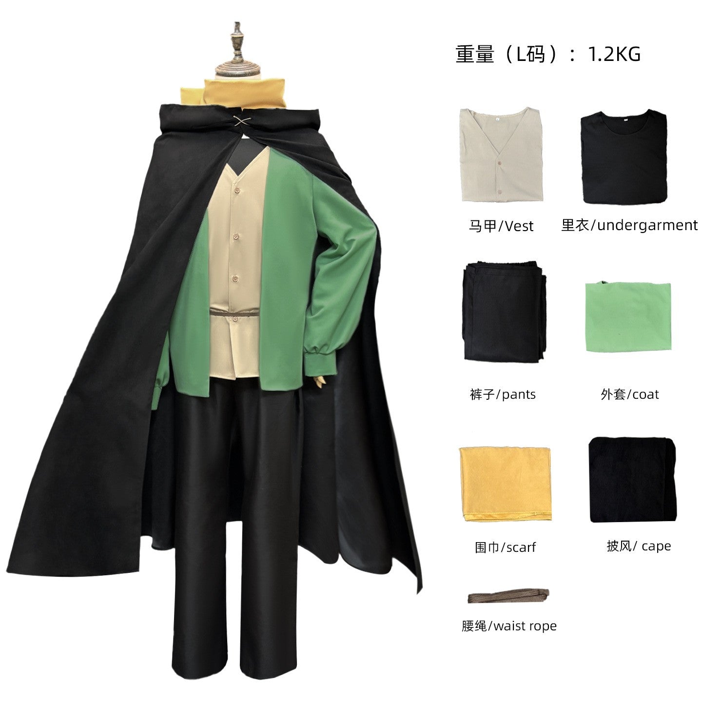 Anime Natsuki Subaru  Re:zero Starting Life in Another World Cosplay Costume Wig Full Set Green Coat  Halloween Costume for Men