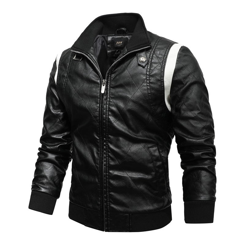 Men's Leather Bomber Jacket Windproof and rainproof Scorpion Embroidery Hooded Jacket PU Leather Winter, Drive