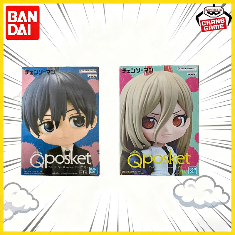 Em estoque 100% Original Bandai Banpresto Qposket Chainsaw Man Hayakawa Aki Power Action Figure Modelo Boneca Nova Em Caixa Garagem