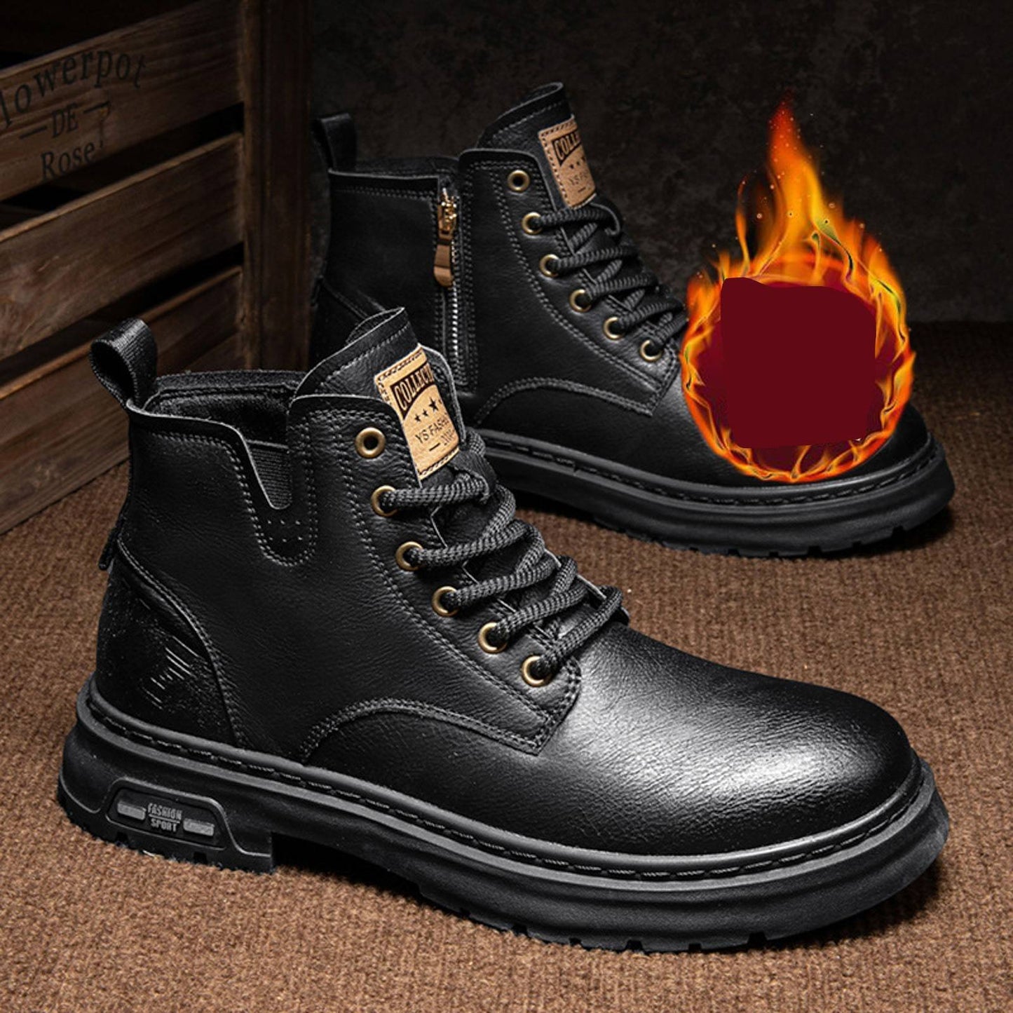 Boot Men'S Velvet Warm And Wear Thick Soled Classic And Fashionable Lace Up Ankle Boots Boots Men Wide Width Zapatos De Hombre