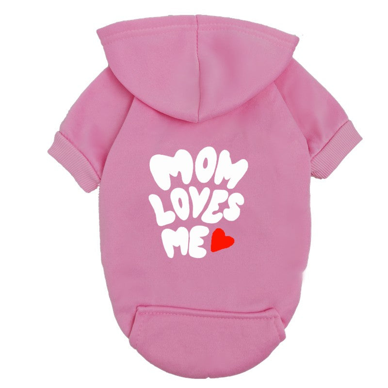 Moletom para Cães "Mamãe Me Ama" - Suéter Vermelho para Pets com Estampa de Coração - Roupa Quentinha para Cães Pequenos e Filhotes - Presente "Eu Amo Minha Mamãe"