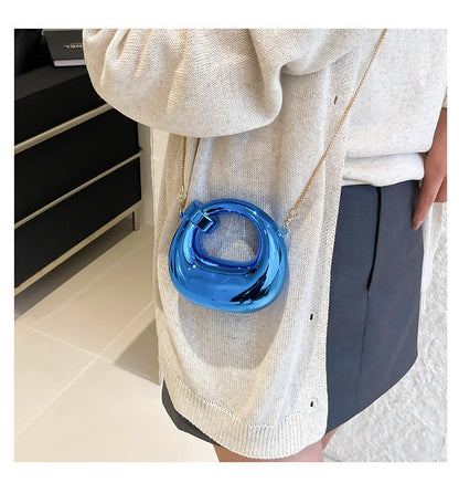 Fashion Crescent Mini Acrylic Chain Evening Bag for Women, Shoulder and Crossbody Bag