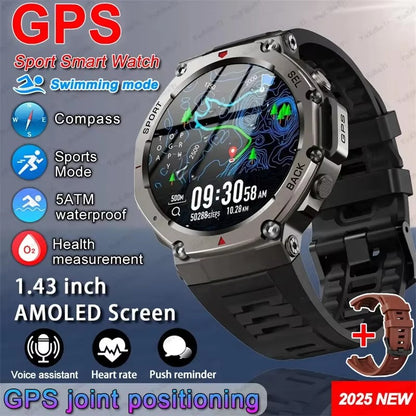 T-Rex 3 Ultra Built-in Dual-band GPS Smartwatch 5ATM Waterproof 48mm AMOLED Compass 170+ Sport Durable Military Smart Watch 2025