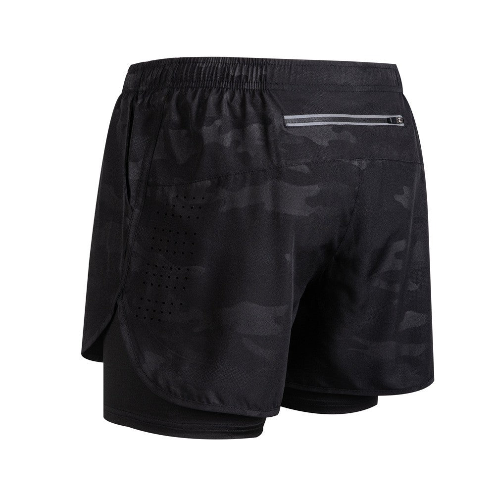 Men's Running Shorts 2 In 1 Fitness Black Double Layer Shorts Workout Training Gym Running Sport Short Pants Summer Shorts Men