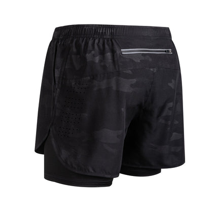 Men's Running Shorts 2 In 1 Fitness Black Double Layer Shorts Workout Training Gym Running Sport Short Pants Summer Shorts Men