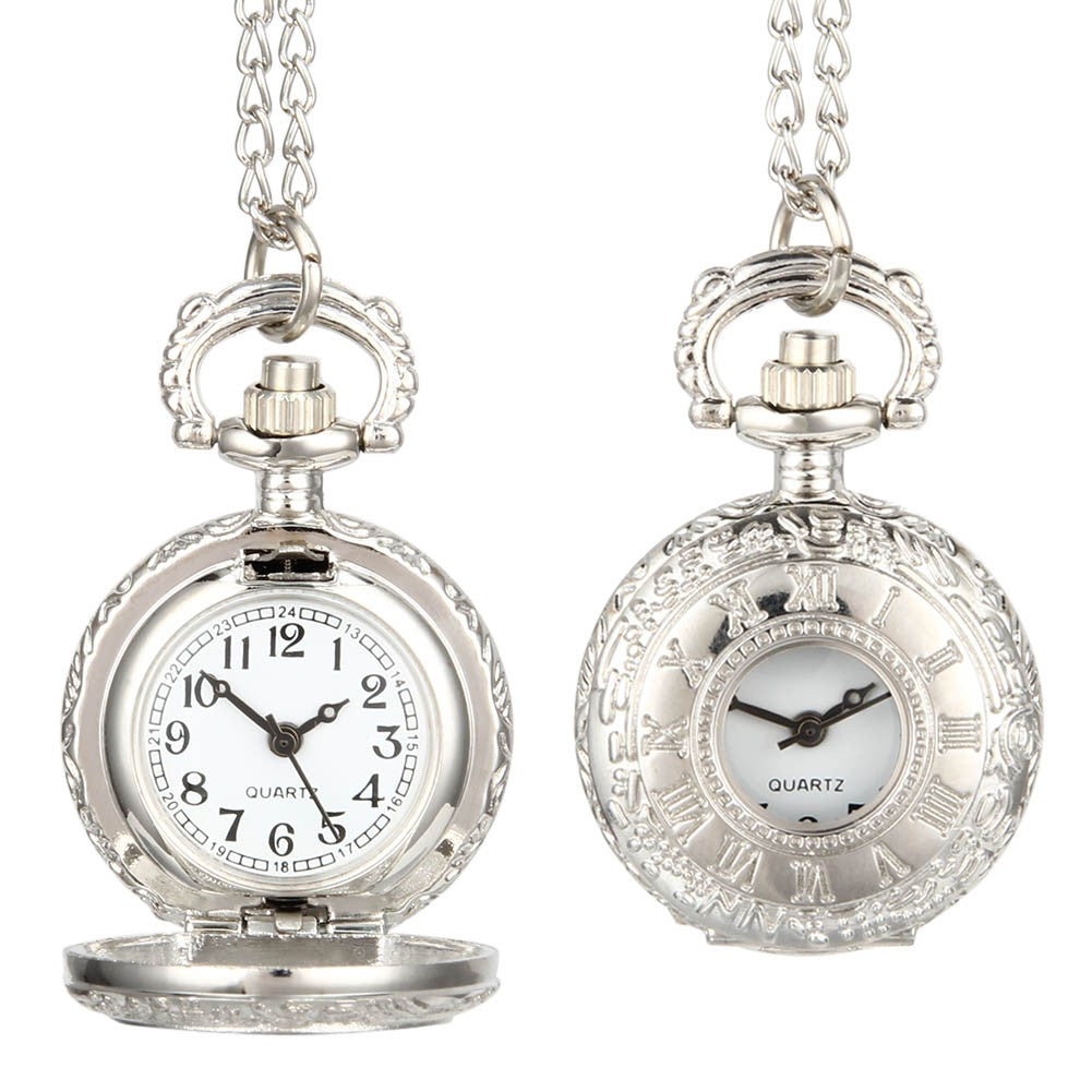 Fashion Vintage  Alloy  Number Dual Time Display Clock Necklace Chain Watches Birthday Gifts