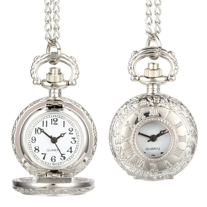 Fashion Vintage  Alloy  Number Dual Time Display Clock Necklace Chain Watches Birthday Gifts