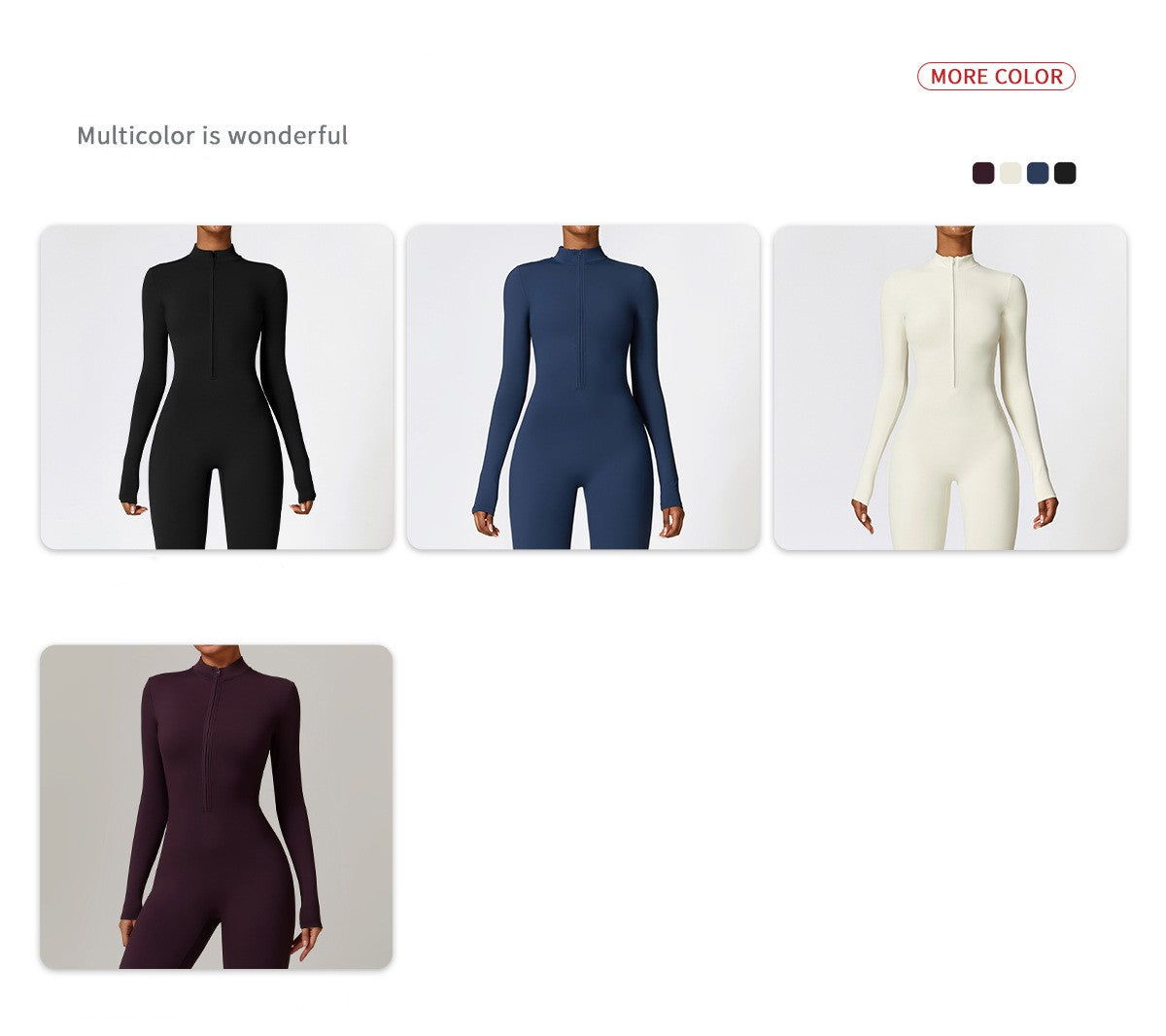 Women's Long Sleeved One-piece Sportswear Zipper Yoga Rompers Gym Jumpsuits Workout High-intensity Skin-tight Fitness Garment