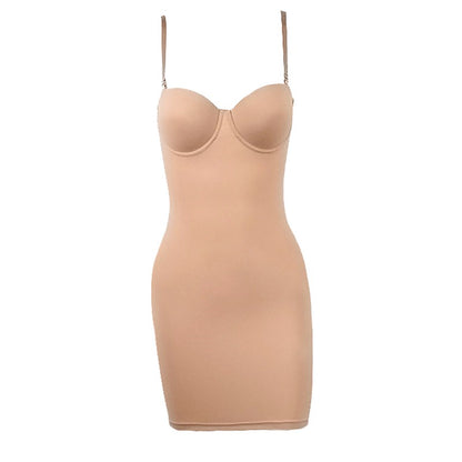 Wechery Woman Clothes Stretch Tube Slimming Body Shapewear Control Slip Thigh Length Underwear White Evening Party Midi Dresses