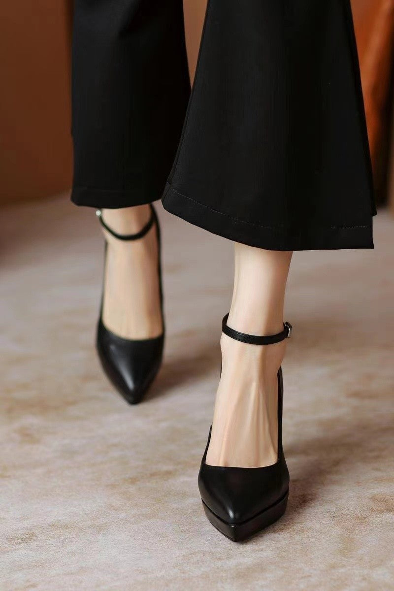 BCEBYL Spring and Autumn Casual Fashion Pointed Toe Elegant Sexy Comfortable Buckle Banquet Wedding Stiletto Heel