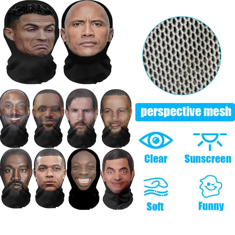 Cosplay 3D Printed Mask Stretch Mesh Full Face Mask Men Women Role Play Headdress Hip Hop Fashion Balaclava Headdress
