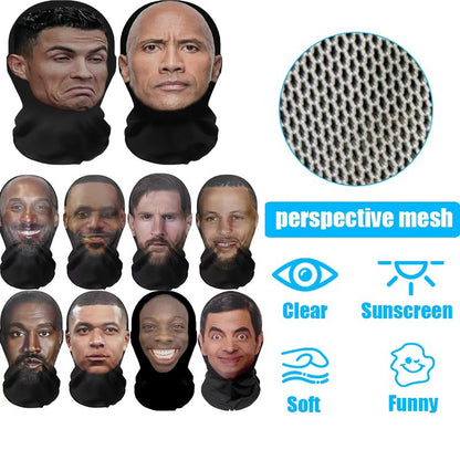 Cosplay 3D Printed Mask Stretch Mesh Full Face Mask Men Women Role Play Headdress Hip Hop Fashion Balaclava Headdress