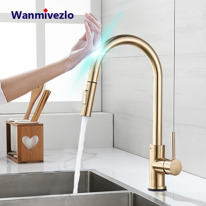 Torneira de Cozinha com Sensor de Toque Extraível Torneira de Cozinha Inteligente com Rotação 360 Torneira de Sensor Torneira Misturadora de Monocomando