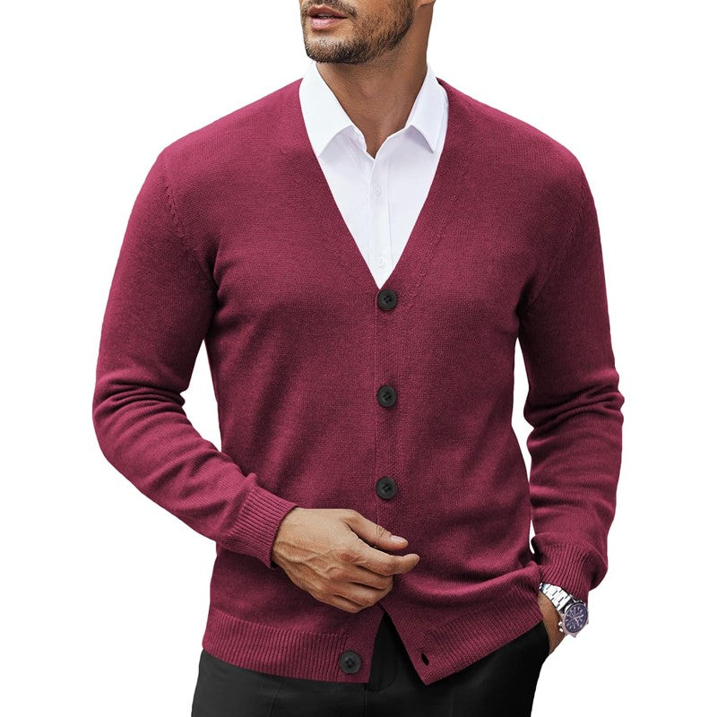 New Men's V Neck Cardigan Sweatcoats Casual Lightweight Button Down Knitted Cardigan Sweater Outdoor Streetwear